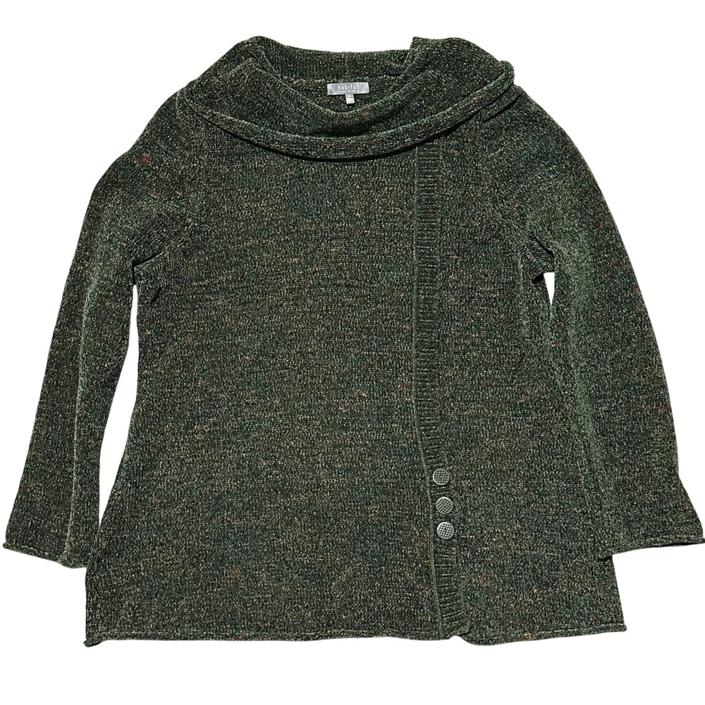 Habitat Women's Green Multi Color Speckled‎ Cowl Neck Sweater Size Medium